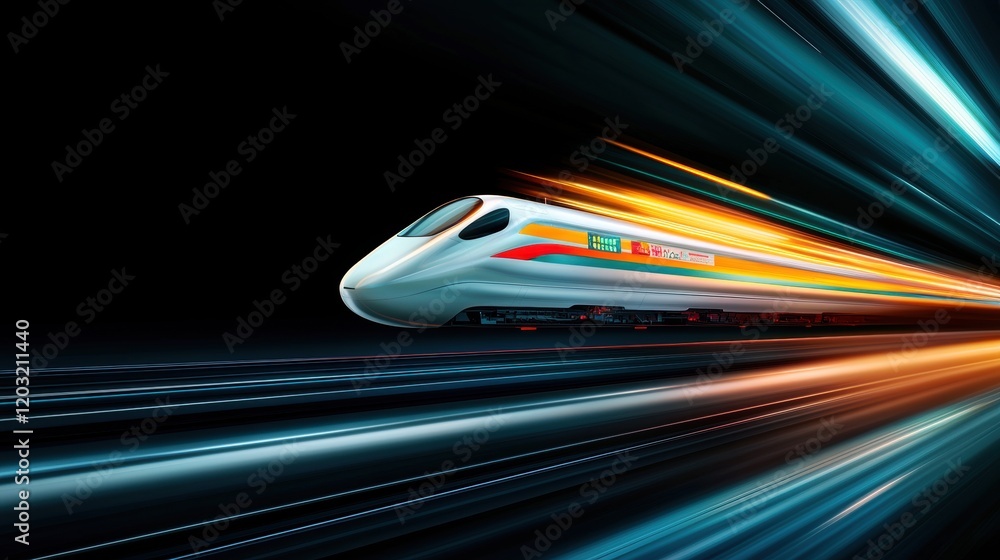 Poster high speed motion blur abstract image of light trails and motion blur created by a hyperloop pod spe