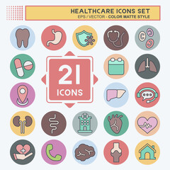 Icon Set Healthcare. related to Education symbol. color mate style. design editable