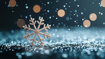 Sparkling Snowflakes on Dark Backgrounds Glittering snowflakes on a black background, adding a touch of glamour and sparkle to holiday designs.