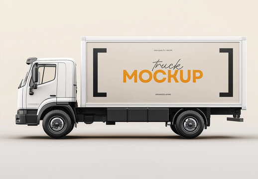 Side View Truck Mockup: Perfect for Vehicle Branding and Advertising Design Generated with AI