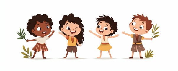 Kids learning to throw boomerangs at a cultural workshop outdoor setting engaging activity joyful atmosphere