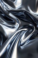 Abstract metallic liquid, silver, chrome, flowing texture.