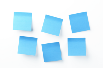Isolated picture of a blue post-it note on white background png