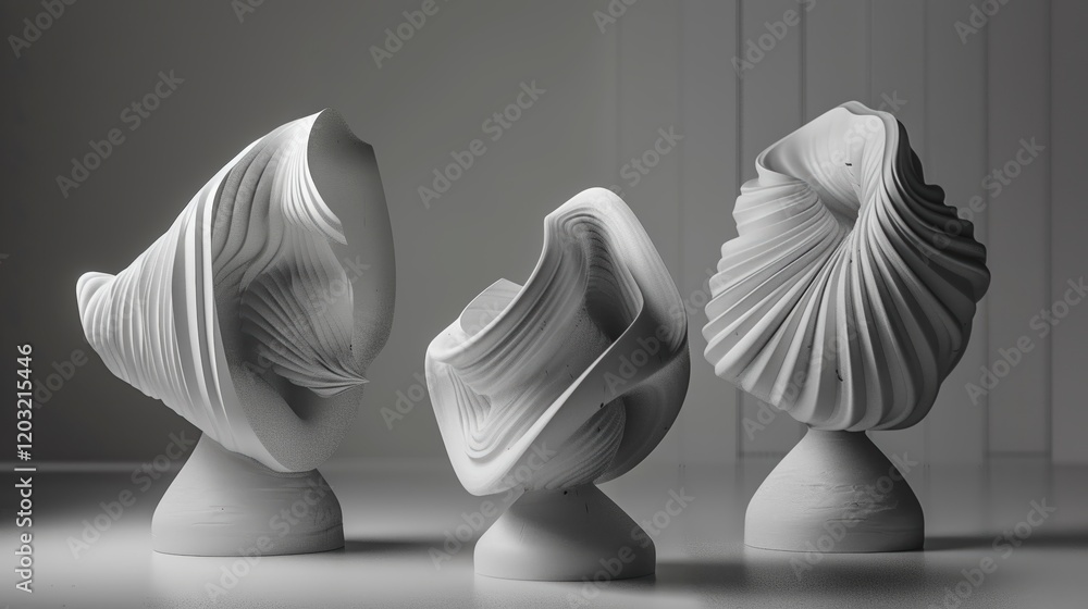 Fototapete design a collection of 3d clay renders that depict abstract representations of everyday objects and 