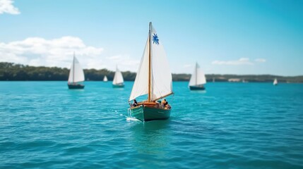 Fototapeta premium Colorful boats parade celebrating australia day in vibrant waters scenic view community spirit