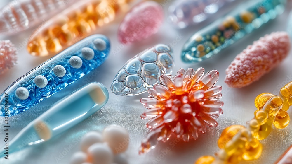 Aufkleber collection of various hormonal iuds displayed on a textured fabric showcasing different designs and 