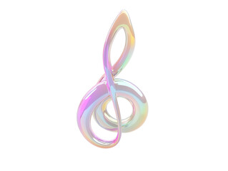 Isolated Iridescent Treble Clef Symbol