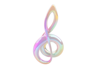 Isolated Iridescent Treble Clef Symbol