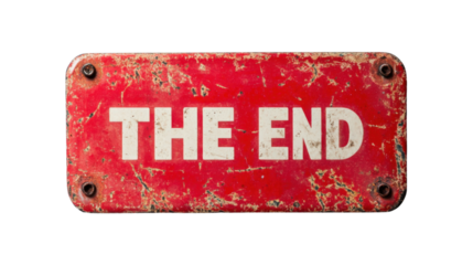 The end red button isolated on white background 