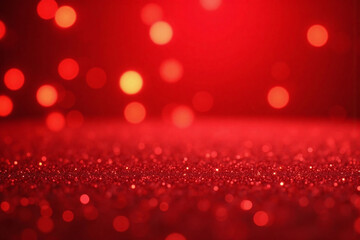 red bokeh effect background with glitter in foreground and lights