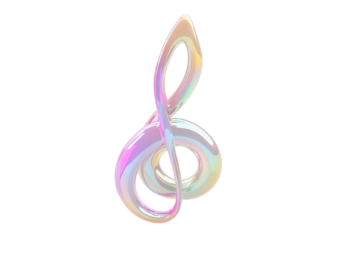 Isolated Iridescent Treble Clef Symbol