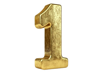 Isolated Golden Textured Number One