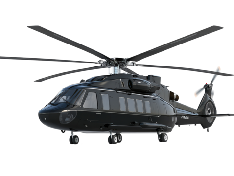 Isolated Black Luxury Business Helicopter