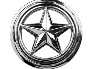 Isolated Polished Silver Star in Circle