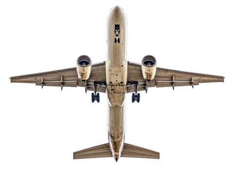 Isolated Airplane Underside View Takeoff