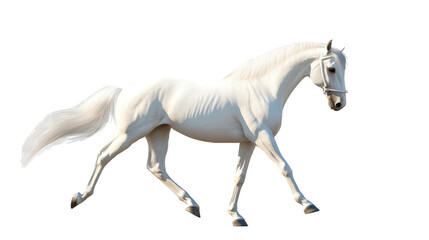 Obraz premium white running horse isolated on white background 