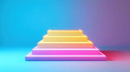 Colorful Neon Pyramid Layers in a Minimalistic Abstract Design