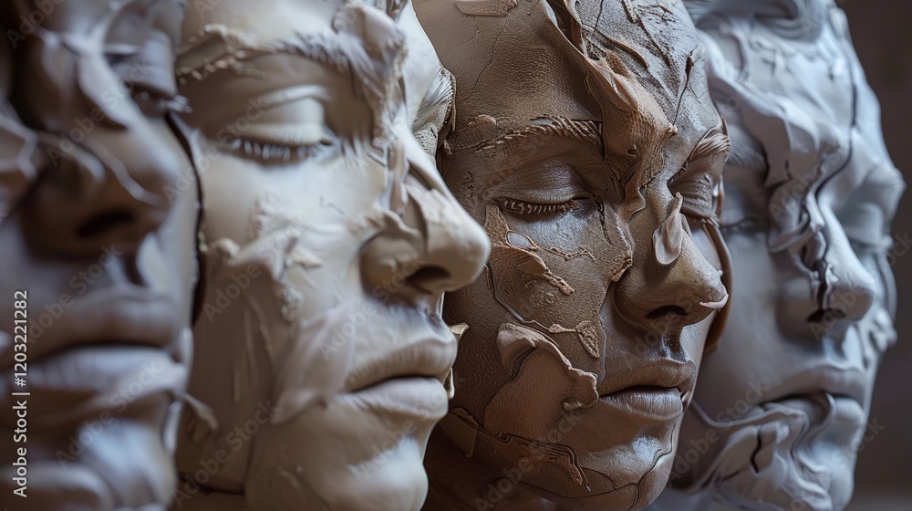 Aufkleber design a collection of 3d clay renders that depict abstract representations of everyday objects and 
