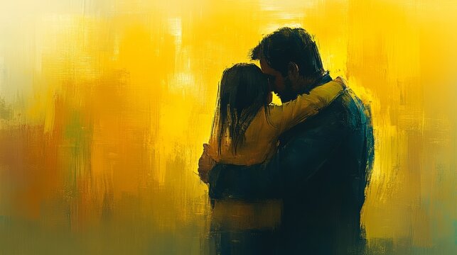 Embrace father and daughter with deep affection and warmth