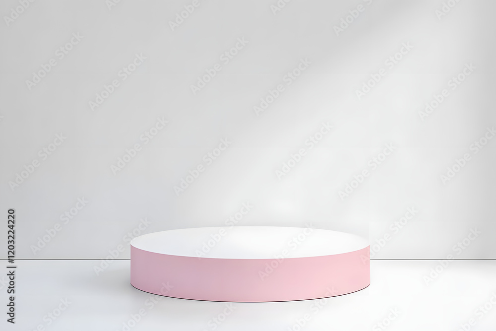 Poster empty podium or pedestal display on white background with cylinder stand concept. blank product shel