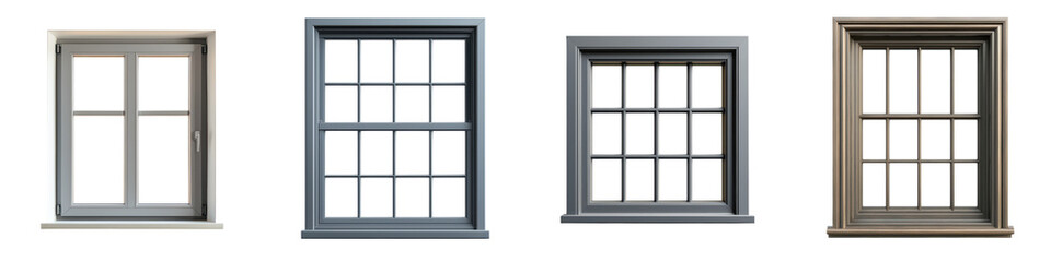 Elegant modern windows in the exterior of a residential building with a minimalist architectural design in a suburban neighborhood or urban environment