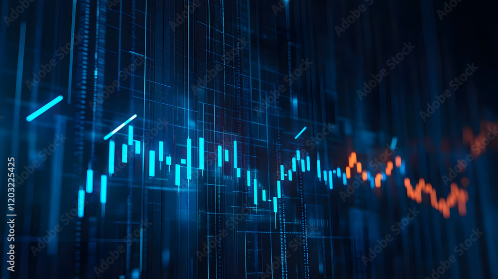 Poster blue growth graph business chart data diagram on success financial presentation background with abst