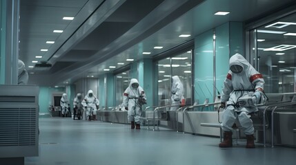 Fototapeta premium Dedicated Airport Isolation Zone with Medical Personnel on Standby A Precautionary Measure for Health and Safety During Pandemic Outbreaks