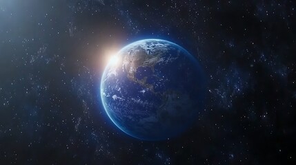 Fototapeta premium Earth sunrise in space with stars.