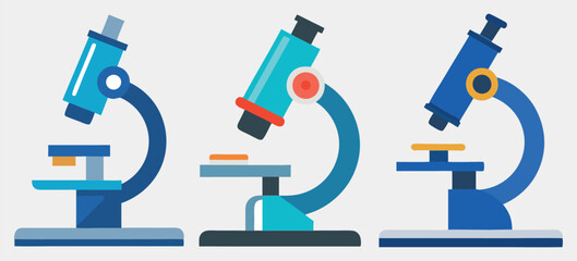 Three Simple Microscope Illustrations for Science Education or Research