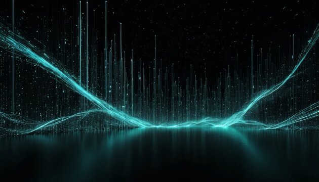 Futuristic Digital Highway of Turquoise Data Streams