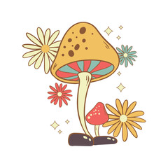Mushroom Retro Illustration