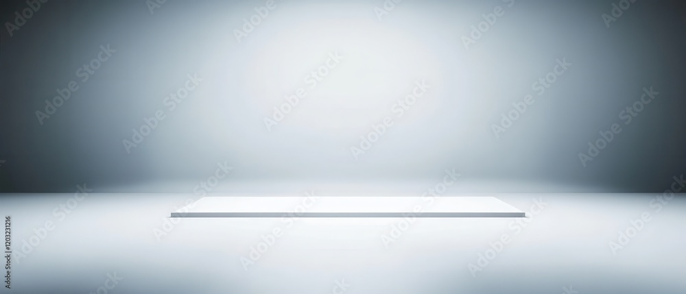 Poster minimalistic empty stage with soft lighting, ideal for product displays and presentations.