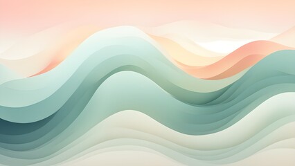 Abstract pastel-toned wavy background with overlapping layers creating a soft, flowing landscape.