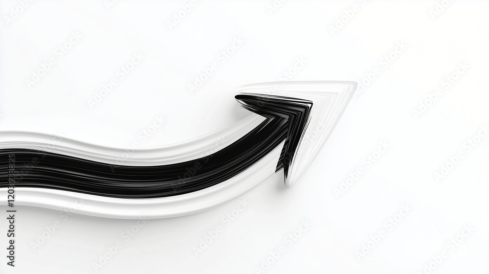 Poster black arrow upward trajectory: a bold black arrow soars upwards, its trajectory echoing a path of pr