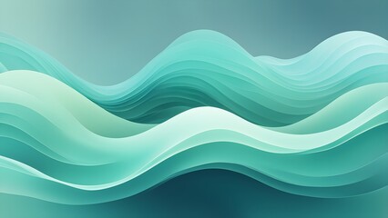Abstract teal and aqua layered wave background.