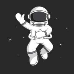 Cute Astronaut floating on the space, cartoon design style vector