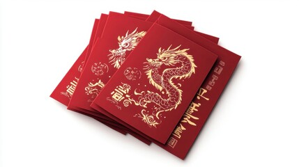 Red Envelopes with Dragon Designs for Celebrating Chinese New Year Festivities