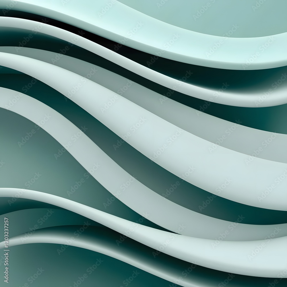 Poster abstract wave pattern in teal blue 3d rendering modern background