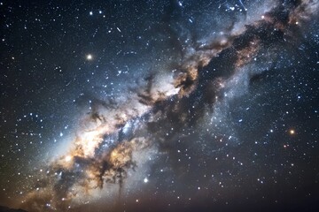 Panorama milky way galaxy with stars and space dust in the universe