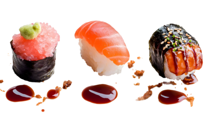Flavorful Japanese dish on a transparent background. isolated background.