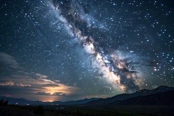 Milky Way galaxy and starry night sky.