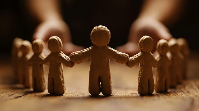 Clay figures representing unity and connection - Powered by Adobe