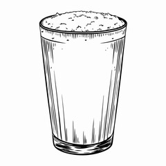 Hand-drawn sketch of a glass of lassi with frothy top