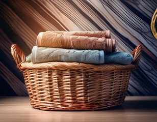 Fototapeta premium basket with towels in a laundry room