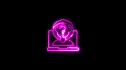 Glowing neon Annonymous  icon isolated on black background. HD Video motion graphic animation