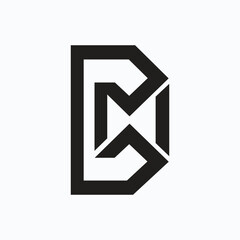 Letter p m w initial shapes alphabet modern unique shape monogram logo