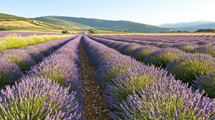 Fototapeta premium Lavender Fields in Provence at Sunset.