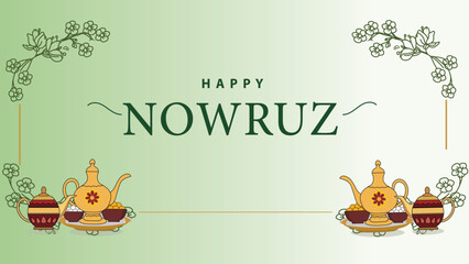 Subtle Green Nowruz Greeting with Haft-Seen Table
