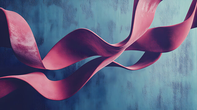 A bold display of zigzagging lines and intersecting shapes in vibrant neon hues against a dark textured background 