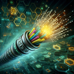 3d rendering Fiber optical cable detail
